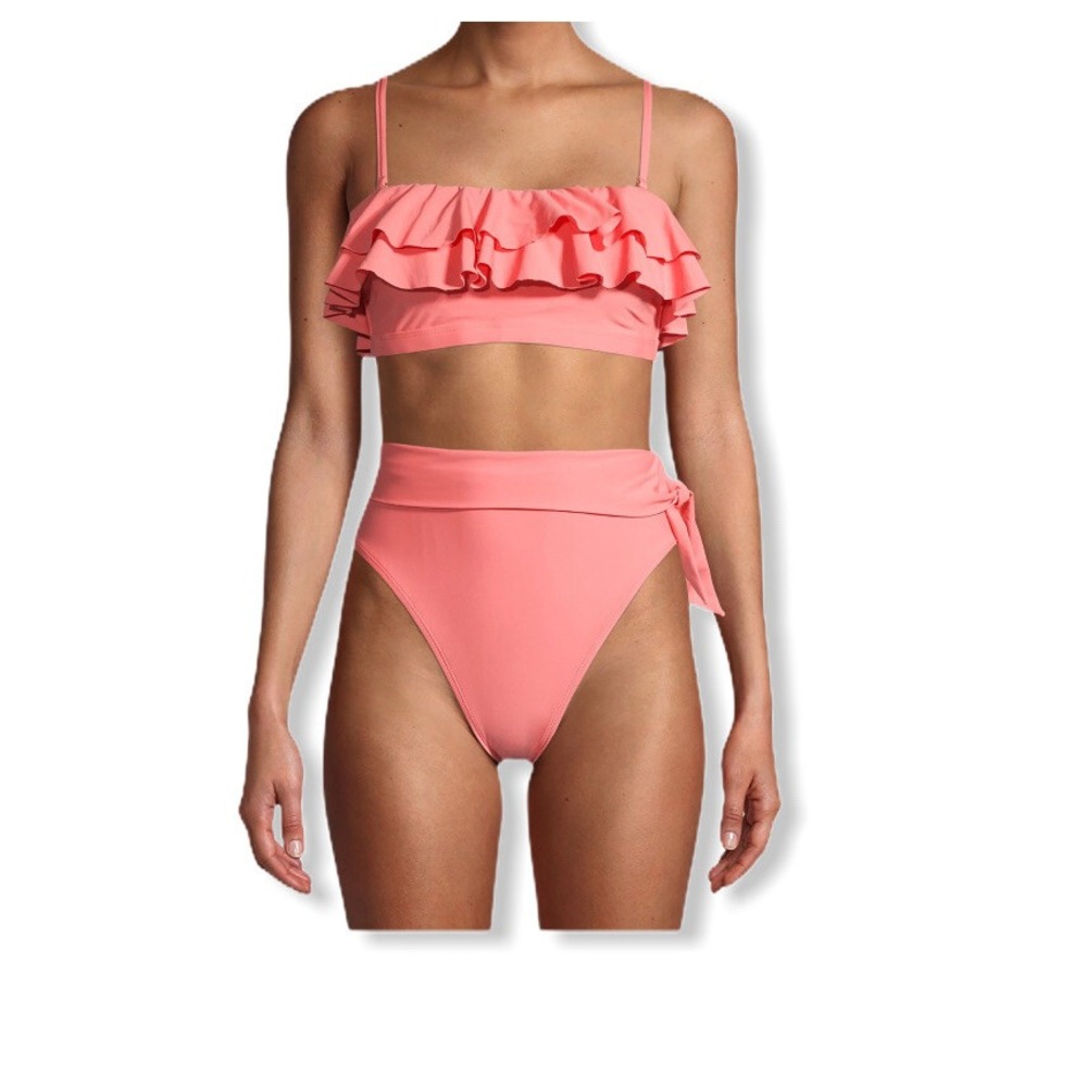 Time and Tru Women's Size XL Orange Honey Solid Flounce Swimsuit Top